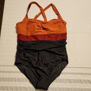 BloomChic Orange and Black One-Piece Swimsuit